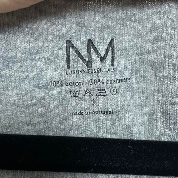Neiman Marcus Cotton Cashmere Grey Ruffle Edge Scoop Neck Stretch Tank Large - Picture 3 of 6